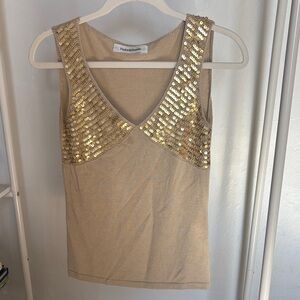 Y2K Gold Sequin Tank Top